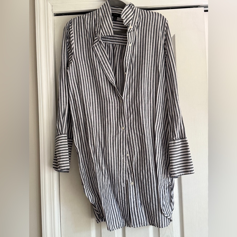 J. Crew Navy and White Striped Shirt